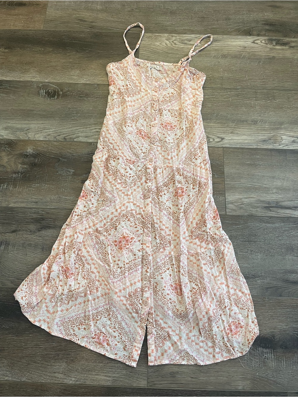 Pink Rose Pink and Cream floral Maxi Dress EUC size S